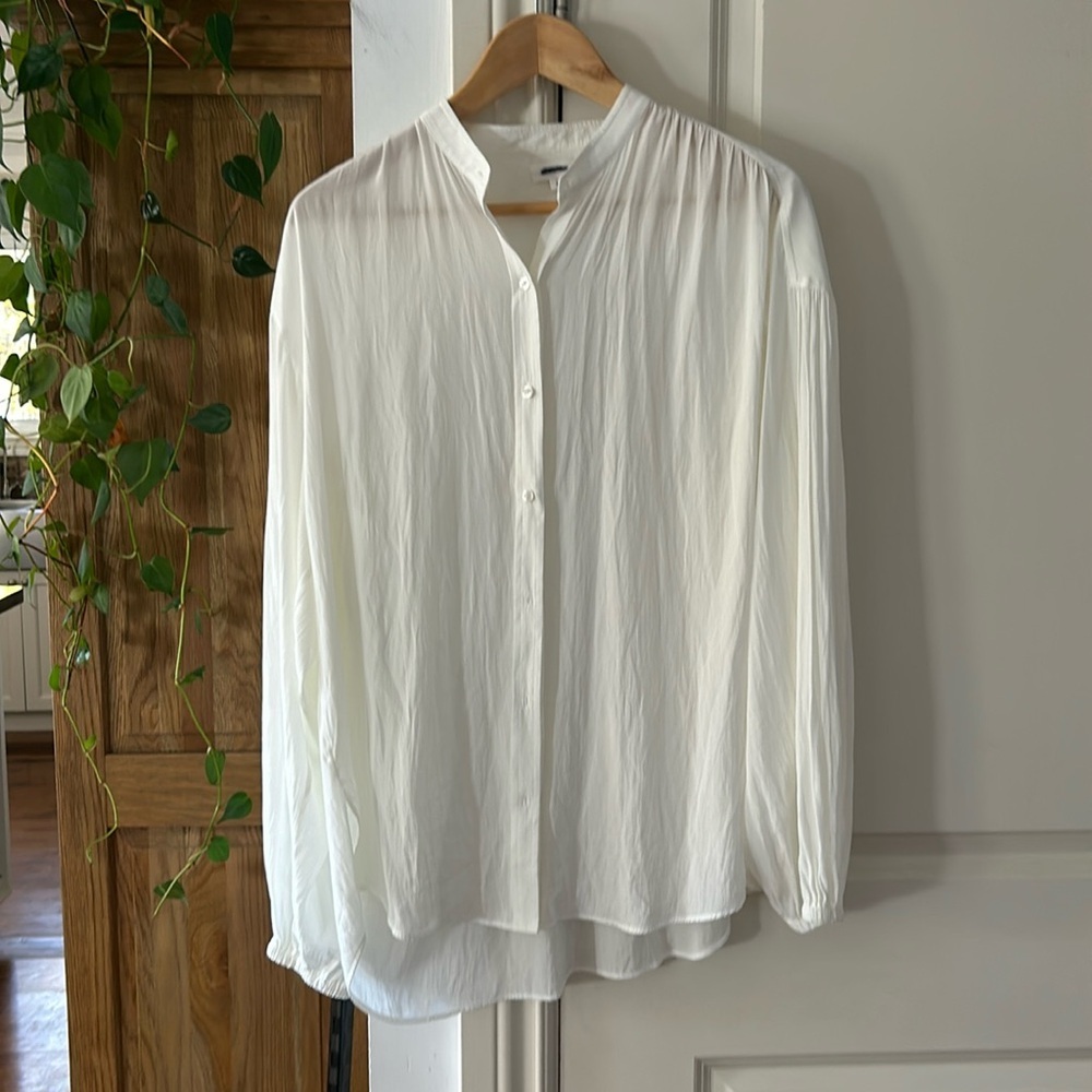ALC oversized white satin blouse 4 long sleeve
